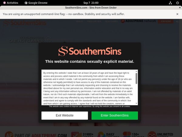 Southern Sins Password Info